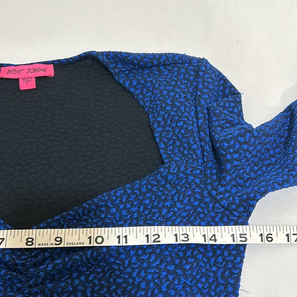 BETSEY JOHNSON WOMEN  MIDI LENGTH DRESS NAVY  LONG SLEEVE FRONT SLIT Sz SMALL - Picture 9 of 15